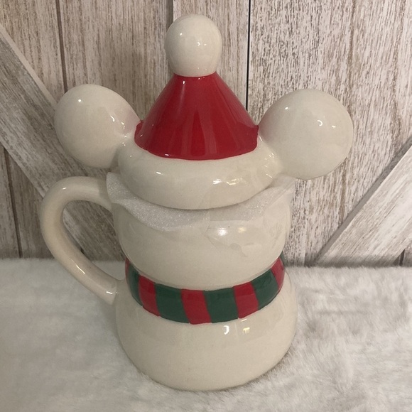 Disney Mickey Mouse Snowman Christmas Mug with Topper - Picture 2 of 4